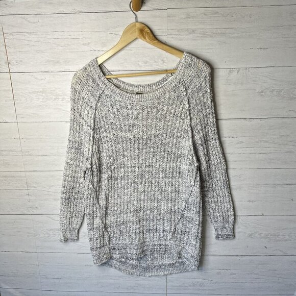 Free People Sweater Womens SZ S/P Raw Edge Inside Out Open Knit Tunic Boho Indie - Picture 3 of 16